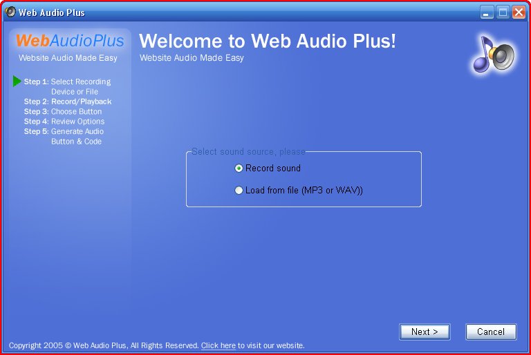 Окно программы Web Audio Plus